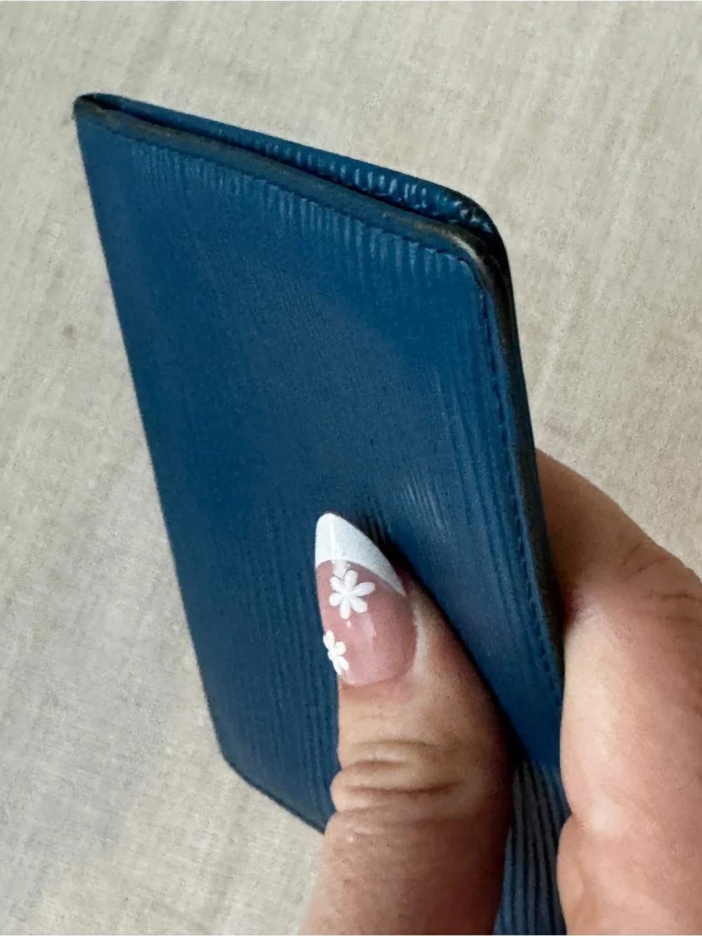 Louis Vuitton Vintage Blue Epi Leather Bifold ID Card Holder Wallet